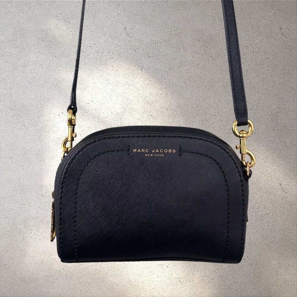 Marc Jacobs Playback Dome Crossbody Bag In Black Saffiano Leather